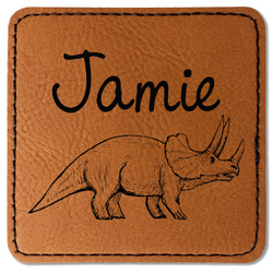 Dinosaurs Faux Leather Iron On Patch - Square (Personalized)
