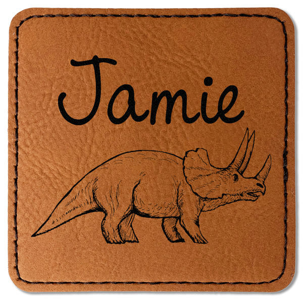 Custom Dinosaurs Faux Leather Iron On Patch - Square (Personalized)