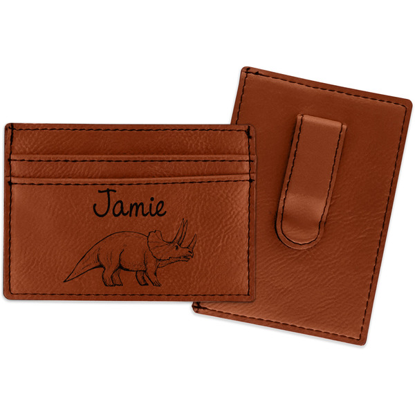 Custom Dinosaurs Leatherette Wallet with Money Clip (Personalized)