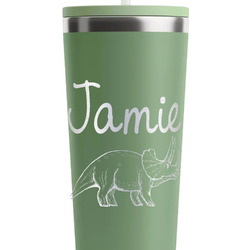 Dinosaurs RTIC Everyday Tumbler with Straw - 28oz - Light Green - Single-Sided (Personalized)