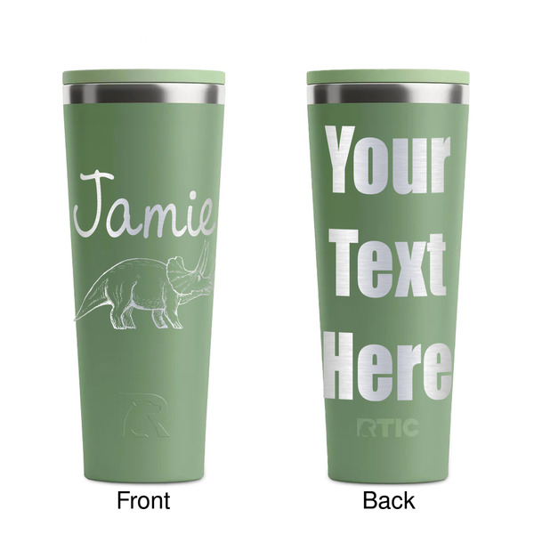 Dinosaurs Light Green RTIC Everyday Tumbler - 28 oz. - Front and Back