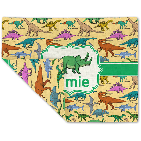 Custom Dinosaurs Double-Sided Linen Placemat - Single w/ Name or Text