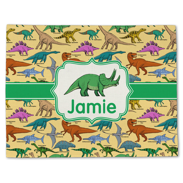 Custom Dinosaurs Single-Sided Linen Placemat - Single w/ Name or Text