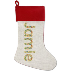 Dinosaurs Red Linen Stocking (Personalized)