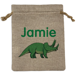 Dinosaurs Medium Burlap Gift Bag - Front (Personalized)