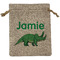 Dinosaurs Medium Burlap Gift Bag - Front (Personalized)
