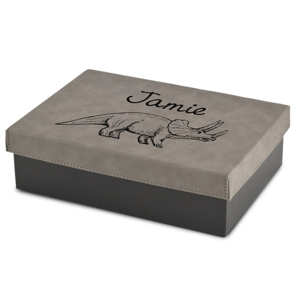 Custom Dinosaurs Gift Boxes w/ Engraved Leather Lid (Personalized)