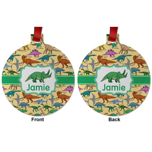 Dinosaurs Metal Ball Ornament - Front and Back