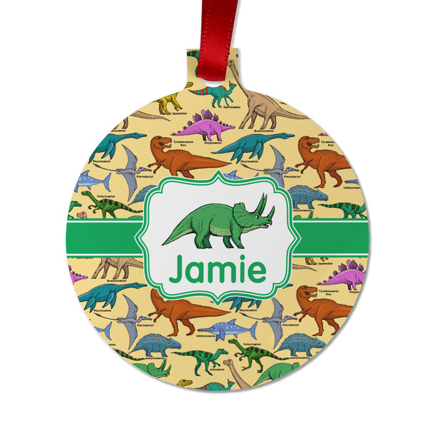 Custom Dinosaurs Metal Ball Ornament - Double Sided w/ Name or Text