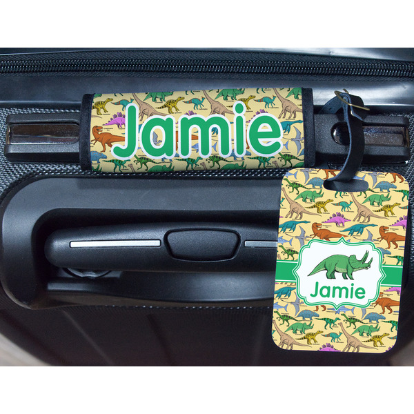 Dinosaurs Metal Luggage Tag & Handle Wrap - In Context