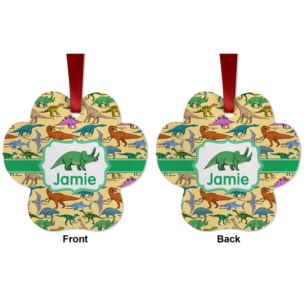 Dinosaurs Metal Paw Ornament - Front and Back