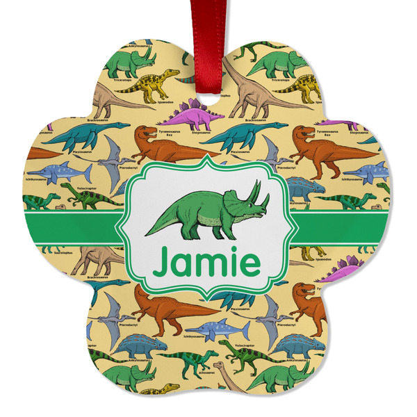 Custom Dinosaurs Metal Paw Ornament - Double Sided w/ Name or Text