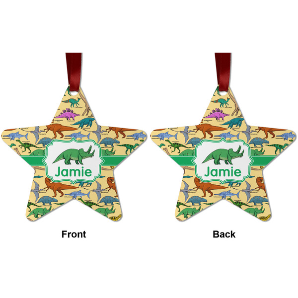 Dinosaurs Metal Star Ornament - Front and Back