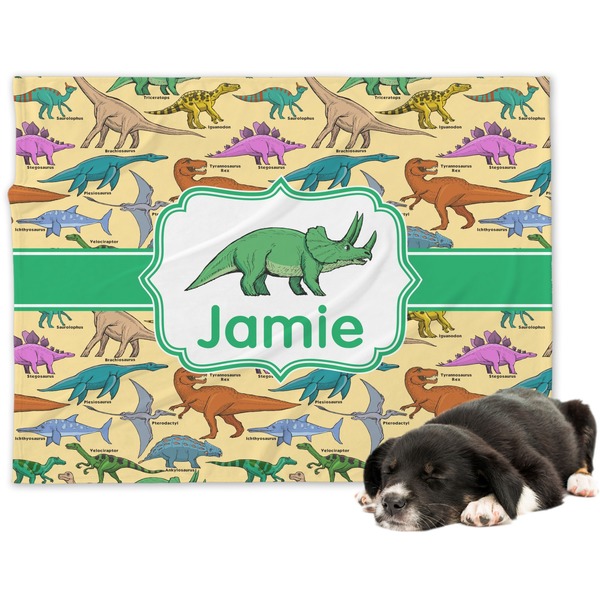 Custom Dinosaurs Dog Blanket - Large (Personalized)