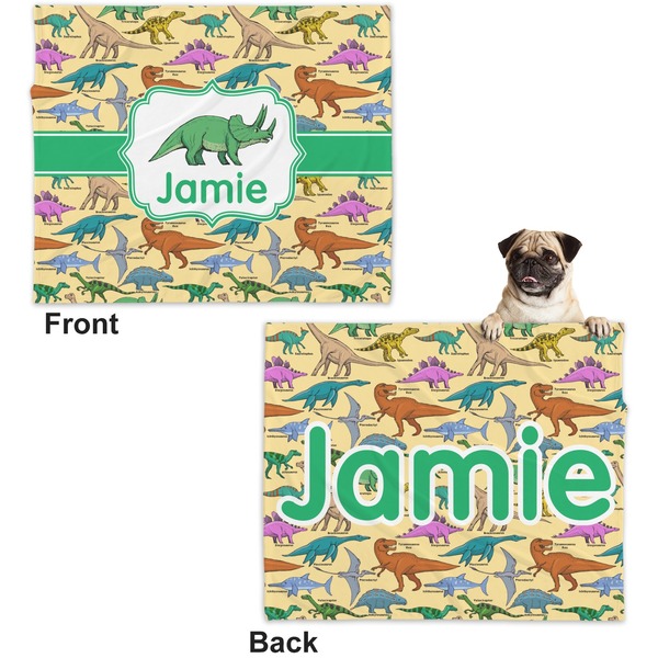 Dinosaurs Microfleece Dog Blanket - Large- Front & Back