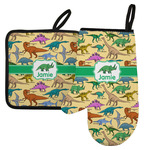 Dinosaurs Left Oven Mitt & Pot Holder Set w/ Name or Text