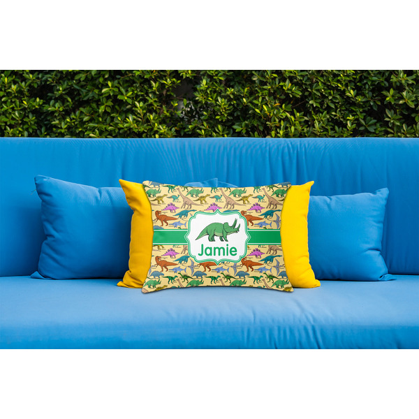 Dinosaurs Outdoor Throw Pillow  - LIFESTYLE (Rectangular - 20x14)