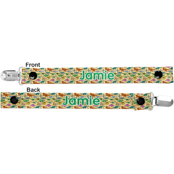 Dinosaurs Pacifier Clip - Front and Back