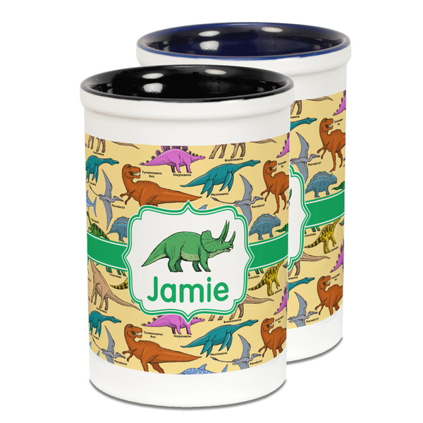 Custom Dinosaurs Ceramic Pencil Holder - Large