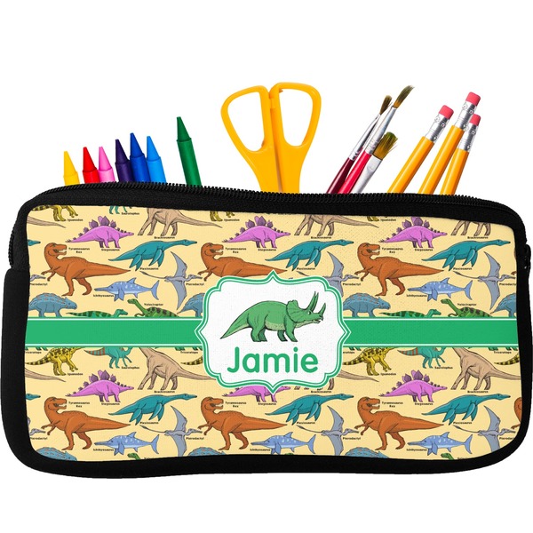 Custom Dinosaurs Neoprene Pencil Case - Small w/ Name or Text