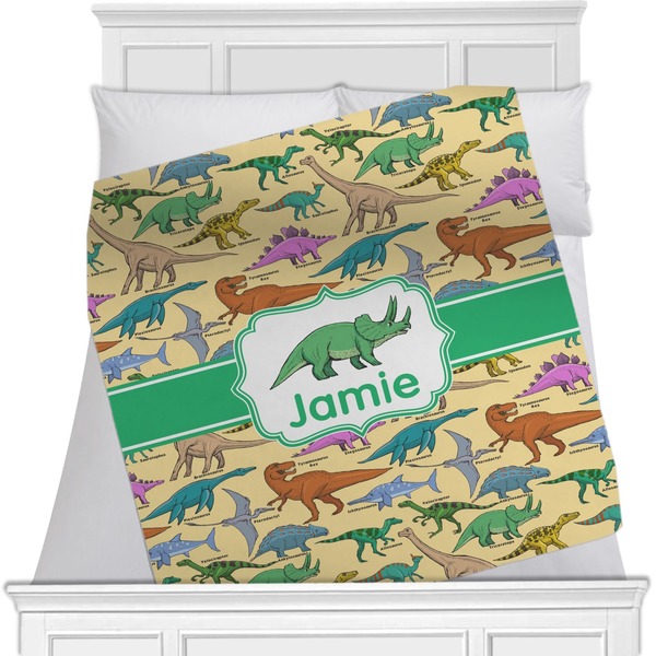 Custom Dinosaurs Minky Blanket - Toddler / Throw - 60"x50" - Double Sided (Personalized)
