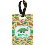 Dinosaurs Plastic Luggage Tag - Rectangular w/ Name or Text