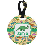 Dinosaurs Plastic Luggage Tag - Round (Personalized)