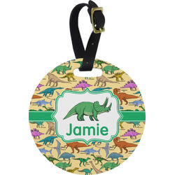 Dinosaurs Plastic Luggage Tag - Round (Personalized)