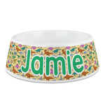 Dinosaurs Plastic Dog Bowl - Medium (Personalized)
