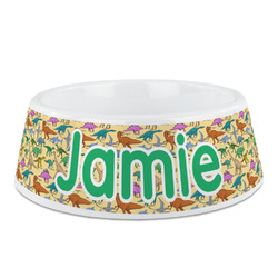 Dinosaurs Plastic Dog Bowl (Personalized)