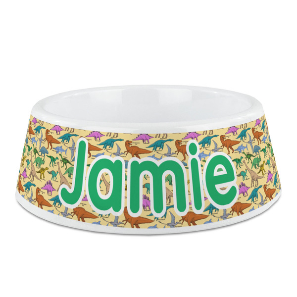 Custom Dinosaurs Plastic Dog Bowl (Personalized)