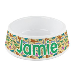 Dinosaurs Plastic Dog Bowl - Small (Personalized)