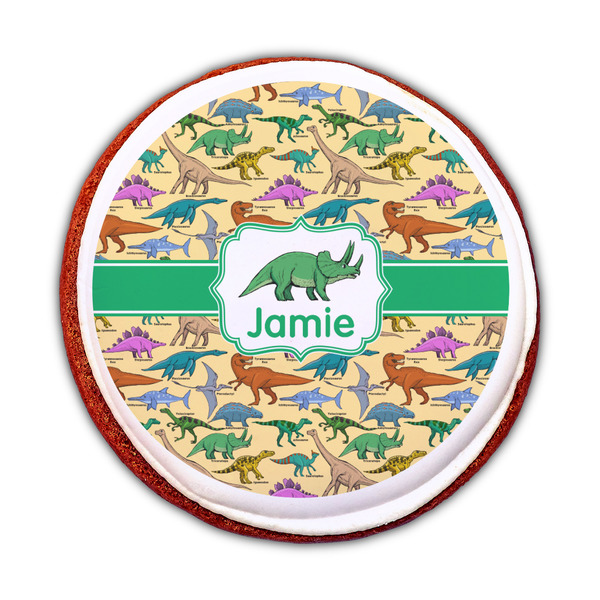 Dinosaurs Printed Icing Circle - Medium - On Cookie
