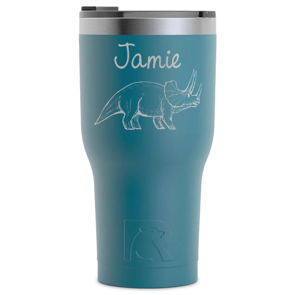 Custom Dinosaurs RTIC Tumbler - Dark Teal - Laser Engraved - Single-Sided (Personalized)