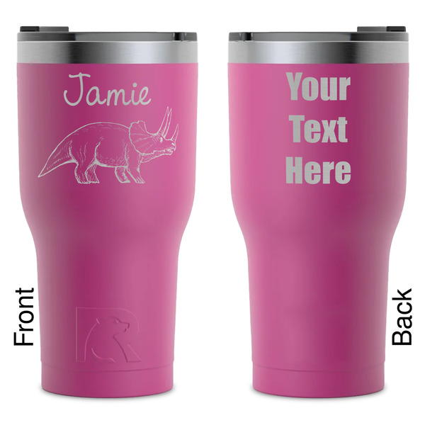 Custom Dinosaurs RTIC Tumbler - Magenta - Laser Engraved - Double-Sided (Personalized)