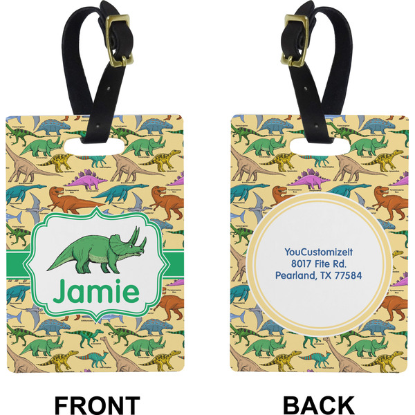 Dinosaurs Rectangle Luggage Tag (Front + Back)
