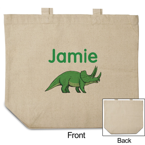 Dinosaurs Reusable Cotton Grocery Bag - Front & Back View