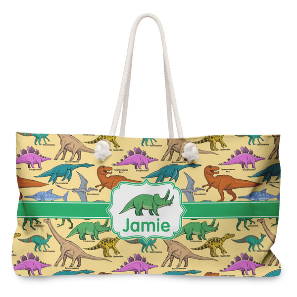 Custom Dinosaurs Large Tote Bag with Rope Handles (Personalized)