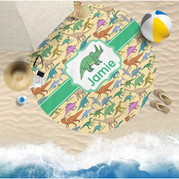 Dinosaurs Round Beach Towel Lifestyle