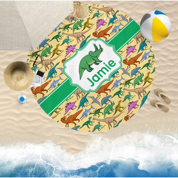 Dinosaurs Round Beach Towel Lifestyle