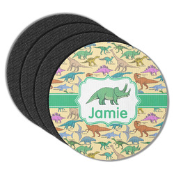 Dinosaurs Round Rubber Backed Coasters - Set of 4 (Personalized)