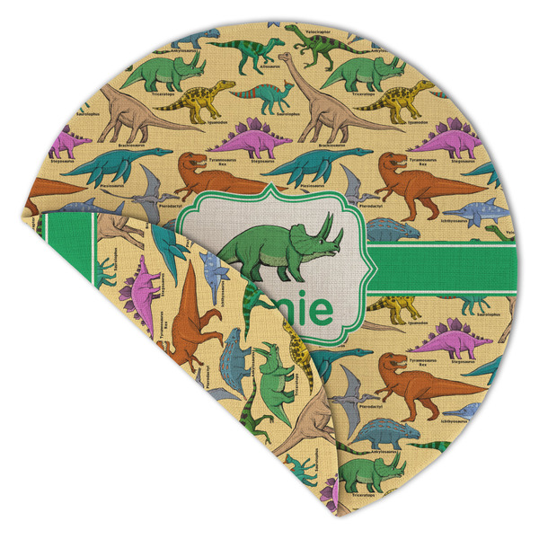 Dinosaurs Round Linen Placemats - Front (folded corner double sided)