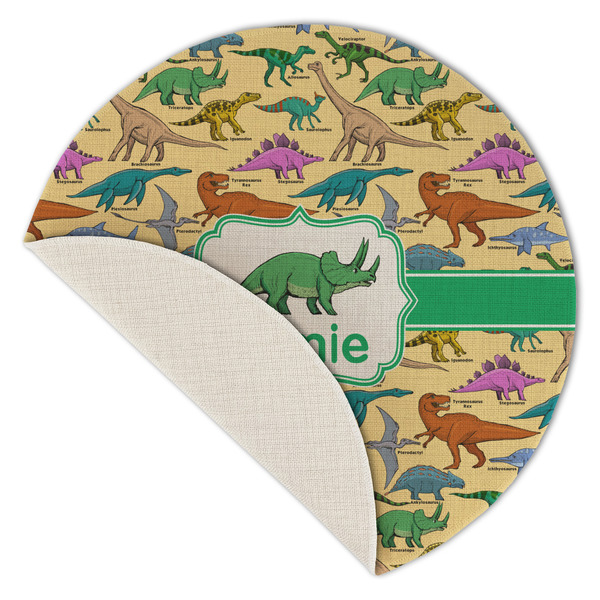 Dinosaurs Round Linen Placemats - Front (folded corner single sided)