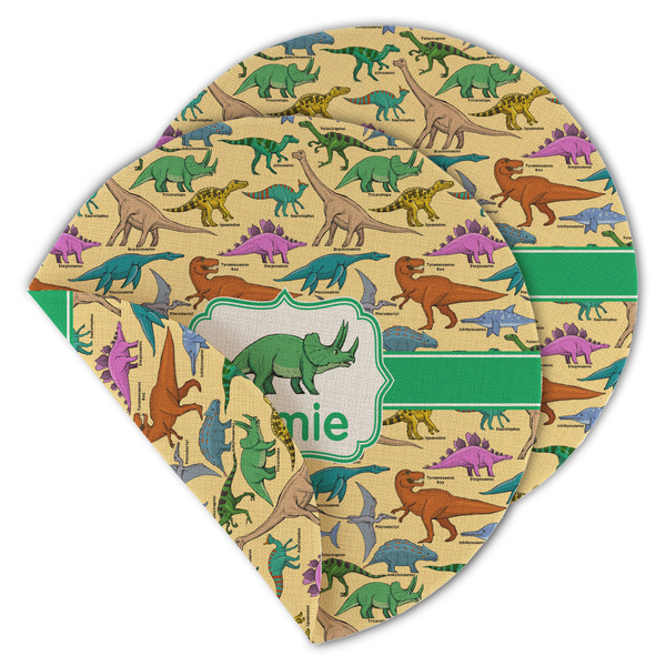 Custom Dinosaurs Round Linen Placemat - Double Sided (Personalized)