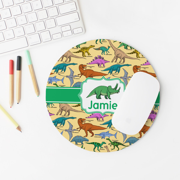 Dinosaurs Round Mousepad - LIFESTYLE 2