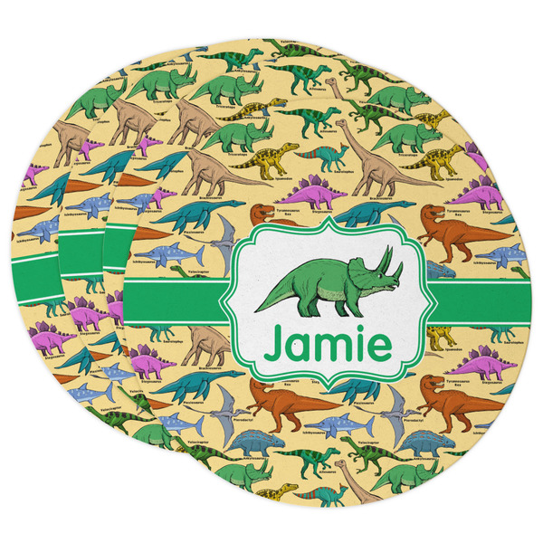 Custom Dinosaurs Round Paper Coasters w/ Name or Text