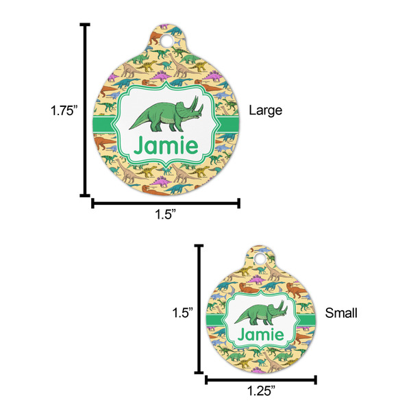 Dinosaurs Round Pet ID Tag - Large - Comparison Scale