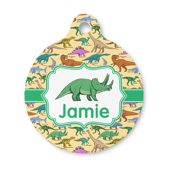 Custom Dinosaurs Round Pet ID Tag - Small (Personalized)