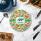Dinosaurs Round Stone Trivet - In Context View