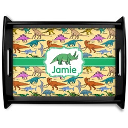 Dinosaurs Black Wooden Tray - Large (Personalized)
